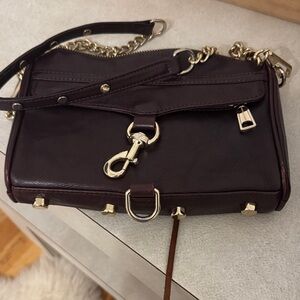 Rebecca Minkoff Dark Brown Crossbody Bag with Gold Accents